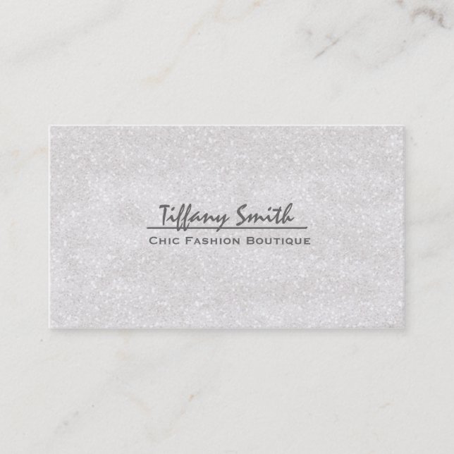 White Glitter Glitzy Glam Glamour Business Card (Front)