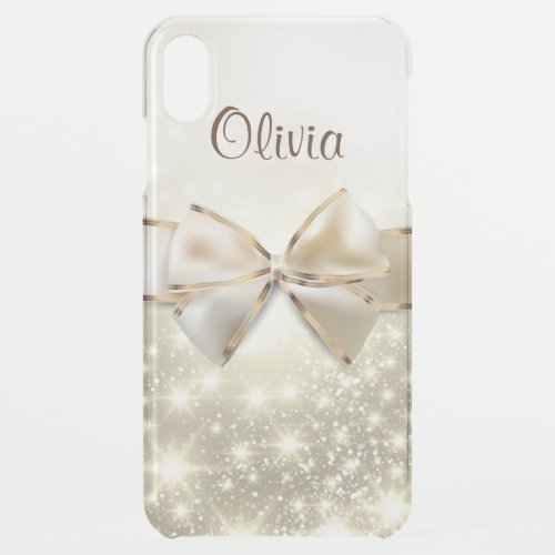 White Glitter Gold Sparkles Elegant Uncommon iPhone XS Max Case