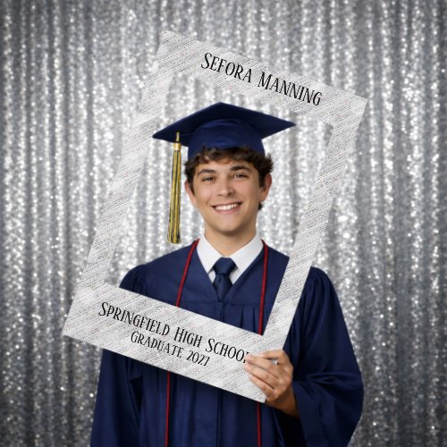 White Glitter Graduation Selfie Frame