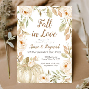 White Glitter Pumpkin Couples Shower  Invitation