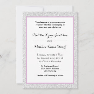 White Glitter & Purple Framed - Wedding Invitation