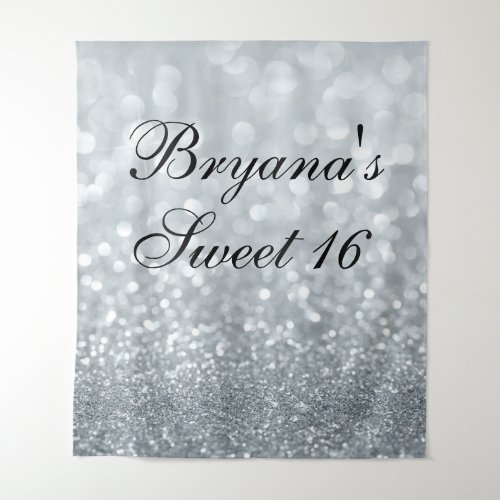 White Glitter Sparkly Spakle Sweet 16 Party Tapestry