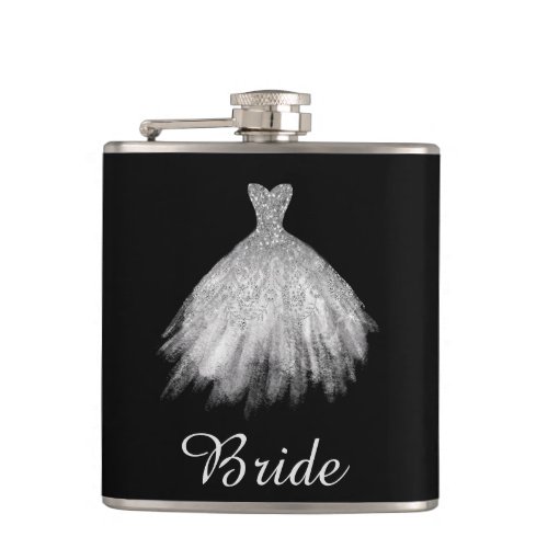  White Glitter Wedding Sweetheart Gown Flask