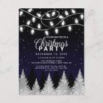 White Glowing Lights Glitter Trees Christmas Party Invitation Postcard