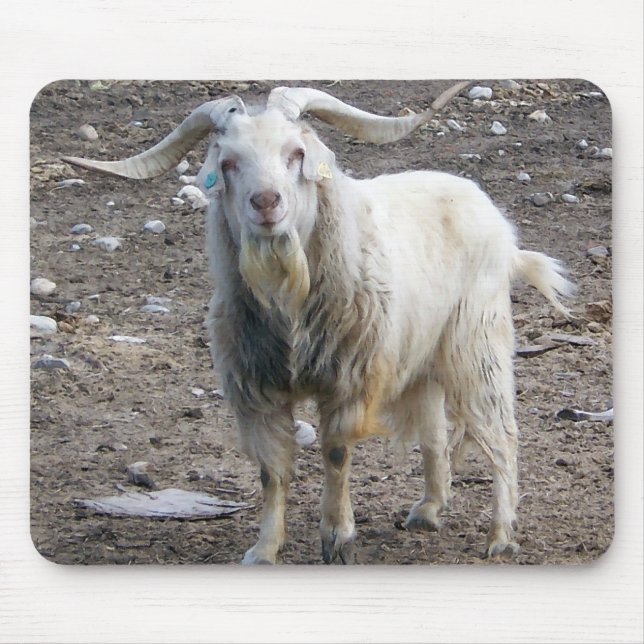 White Goat Standing Mouse Pad (Front)
