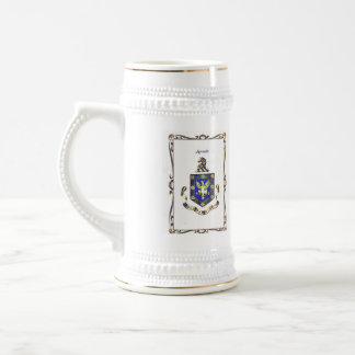 White/Gold 22 oz Stein with Arrott Family Crest