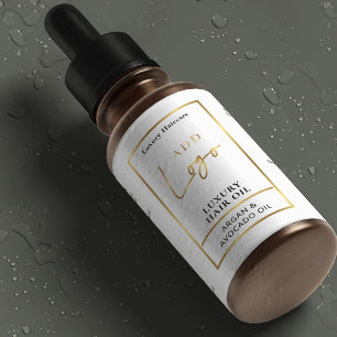 White & Gold 2 OZ Dropper Bottle Waterproof Label