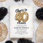 White Gold 40th Birthday Party Invitation<br><div class="desc">Elegant fortieth birthday party invitations featuring a simple white background that can be changed to any color,  gold sparkly glitter,  forty gold hellium balloons,  and a modern 40th birthday celebration text template that is easy to personalize.</div>