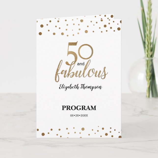 White Gold 50 and fabulous fiftieth Birthday Program (Front)
