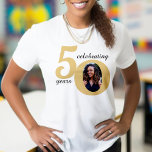 White & Gold 50 Photo Fifty Years 50th Birthday T-Shirt<br><div class="desc">White and gold happy birthday party shirt for a 50 year old.  Unisex design for women and for men.  Customize the age to suit your occasion and add a personal photograph of the recipient.  Great for a 50th anniversary or birthday party decoration for a fiftieth birthday bash.</div>