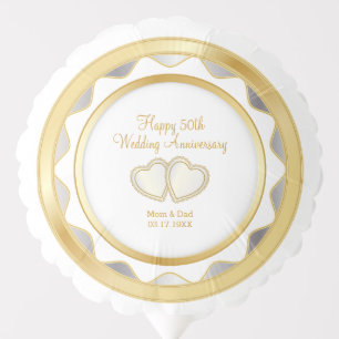 White & Gold 50th Wedding Anniversary Balloon