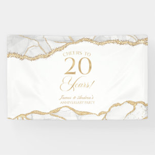 White Gold Agate 20th Wedding Anniversary Party Banner