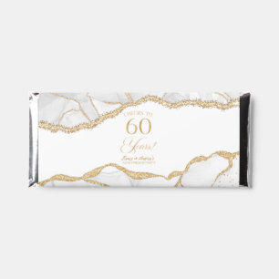 White Gold Agate 60th Wedding Anniversary Party Hershey Bar Favors