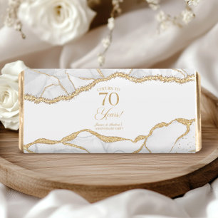 White Gold Agate 70th Wedding Anniversary Party Hershey Bar Favors