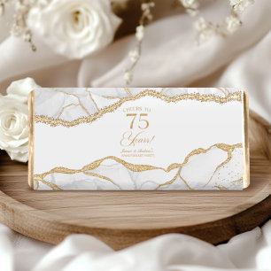 White Gold Agate 75th Wedding Anniversary Party Hershey Bar Favors
