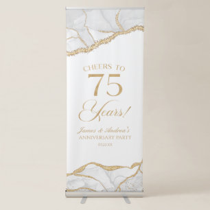 White Gold Agate 75th Wedding Anniversary Party Retractable Banner