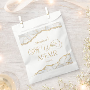 White Gold Agate All White Affair Birthday Party Favor Bag