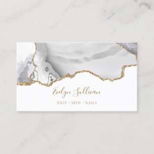 white gold agate business card