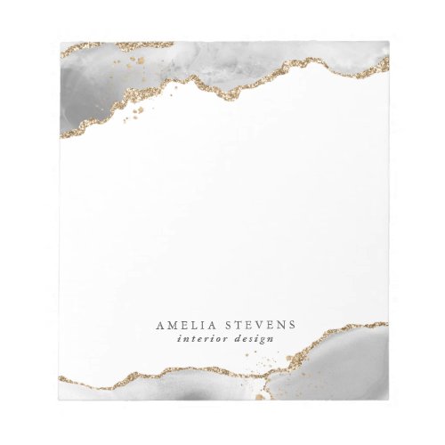 White  Gold Agate Business Notepad