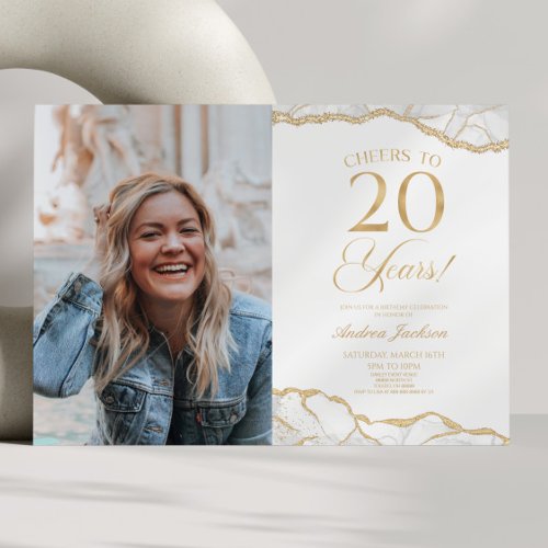 White Gold Agate Picture 20th Birthday Party