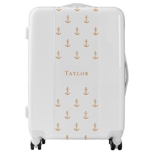 White gold anchor monogram cruise luggage