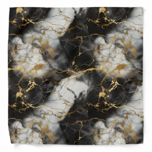 White, Gold and Black Luxury Marble Elegant Bandana