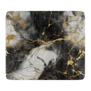 White, Gold and Black Luxury Marble Elegant Cutting Board