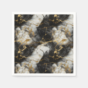 White, Gold and Black Luxury Marble Elegant Napkins