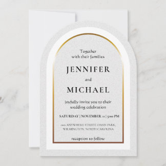 White gold and black wedding invitation
