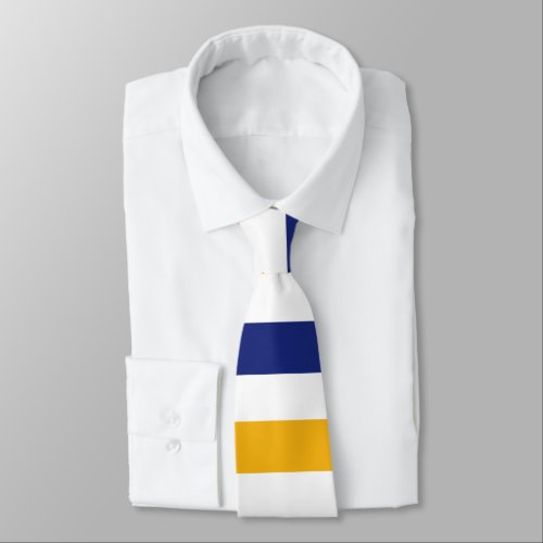 White Gold and Blue Rugby Stripe Tie