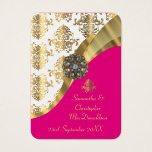 White, gold and pink wedding favor thank you tag