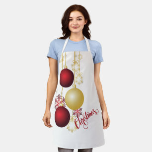 White, Gold and Red Christmas Party Apron