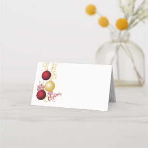 White, Gold and Red Christmas Party Place Card