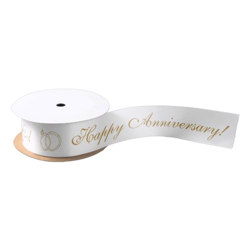  White Gold Anniversary Personalized Name Date Satin Ribbon