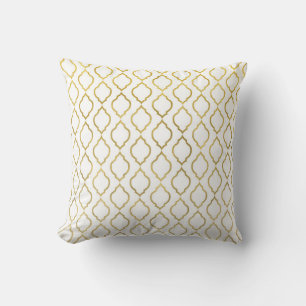 White & Gold Arabian Moroccan Glam Indian Theme Throw Pillow