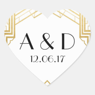 White & Gold Art Deco 1920's Round Stickers Label