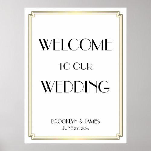 White Gold Art Deco Gatsby Wedding Reception Sign