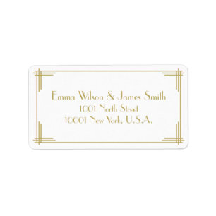 White Gold Art Deco Great Gatsby Address Labels