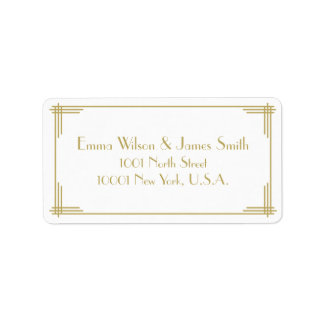 White Gold Art Deco Great Gatsby Address Labels
