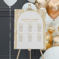 White Gold Art Deco Small Wedding Seating Chart