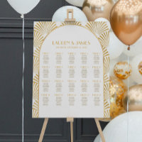 White Gold Art Deco Wedding Seating Chart