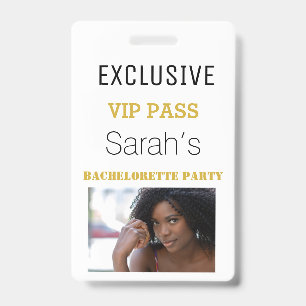 White Gold Bachelorette Party Pass VIP Invites  Badge