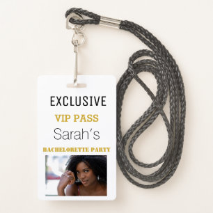 White Gold Bachelorette Party Pass VIP Invites  Badge