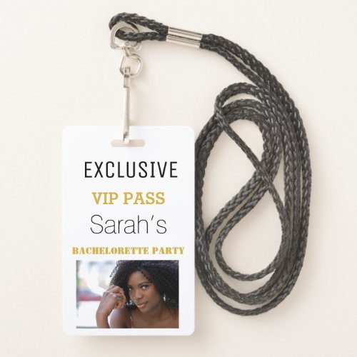 White Gold Bachelorette Party Pass VIP Invites  Badge