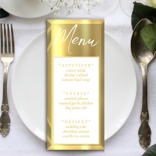 White & Gold Bar Elegant Wedding Reception Menu