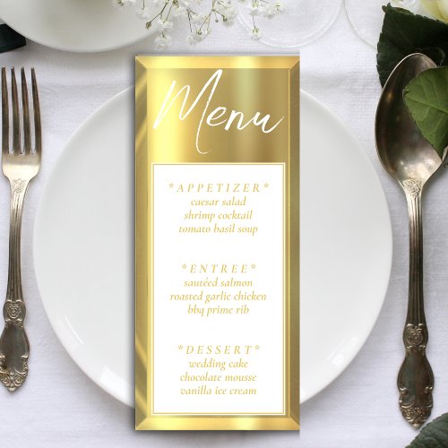 White  Gold Bar Elegant Wedding Reception Menu