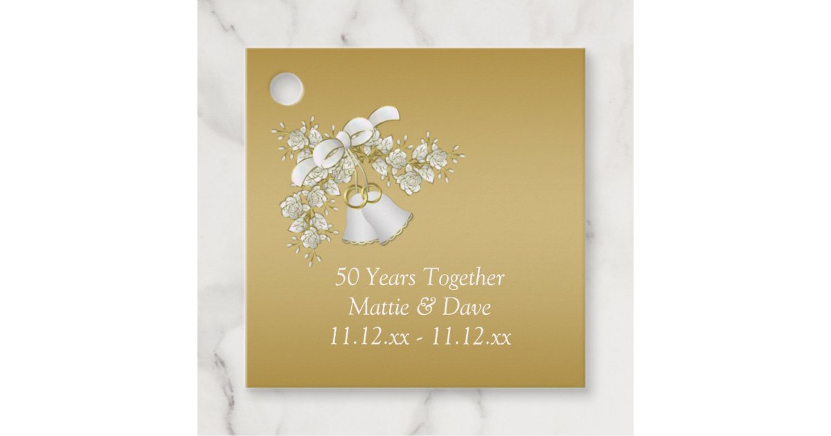White Gold Bells 50th Wedding Anniversary Favor Tags Zazzle Com