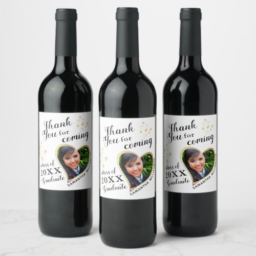 White Gold Black Elegant Thank You 2024 Graduation Wine Label