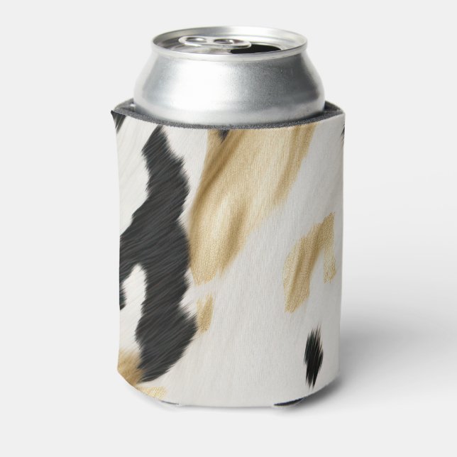White Gold Black Southwest Cowhide Can Cooler (Can Back)