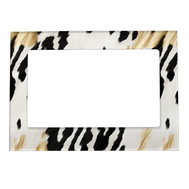 White Gold Black Southwest Cowhide Magnetic Frame (Front)